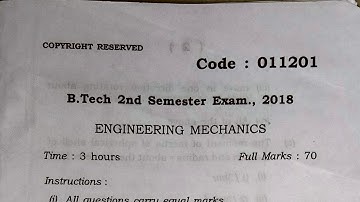 Engineering mechanics question paper||AKU||2019 1ST &2ND semester