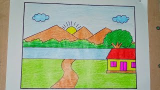 How To Draw Beautiful House🏡Kid's Easy House Drawing Colouring #kidseasyhousedrawingcoloring