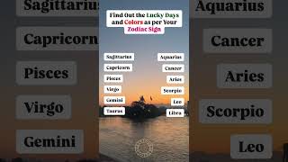 Find out the Lucky Days and Colors as per your Zodiac Sign! #shortsvideo #numerology #astrology
