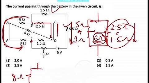 NEET 2025:The current passing through the battery in the given circuit, is: