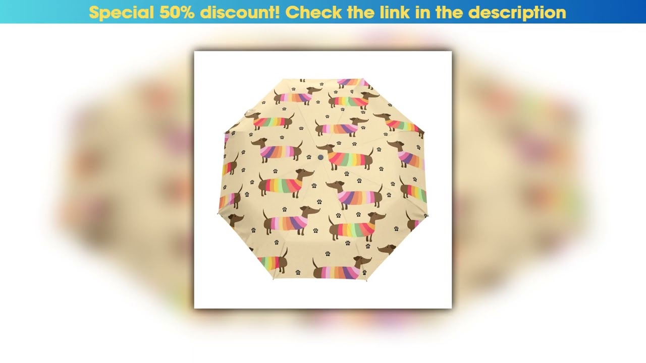Flash Sale Dachshunds Puppy Dog Automatic Umbrella Rain Women Sun Protection Windproof Three Foldin