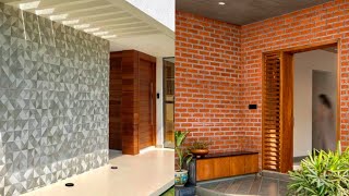 Front Elevation Wall Tiles Design | Home Exterior Stone Wall Cladding Entrance | Exterior Wall Tiles