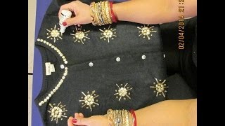 CARDIGAN DECORATING IDEAS: DECORATE YOUR CARDIGAN WITH SEQUINS AND BEADS.
