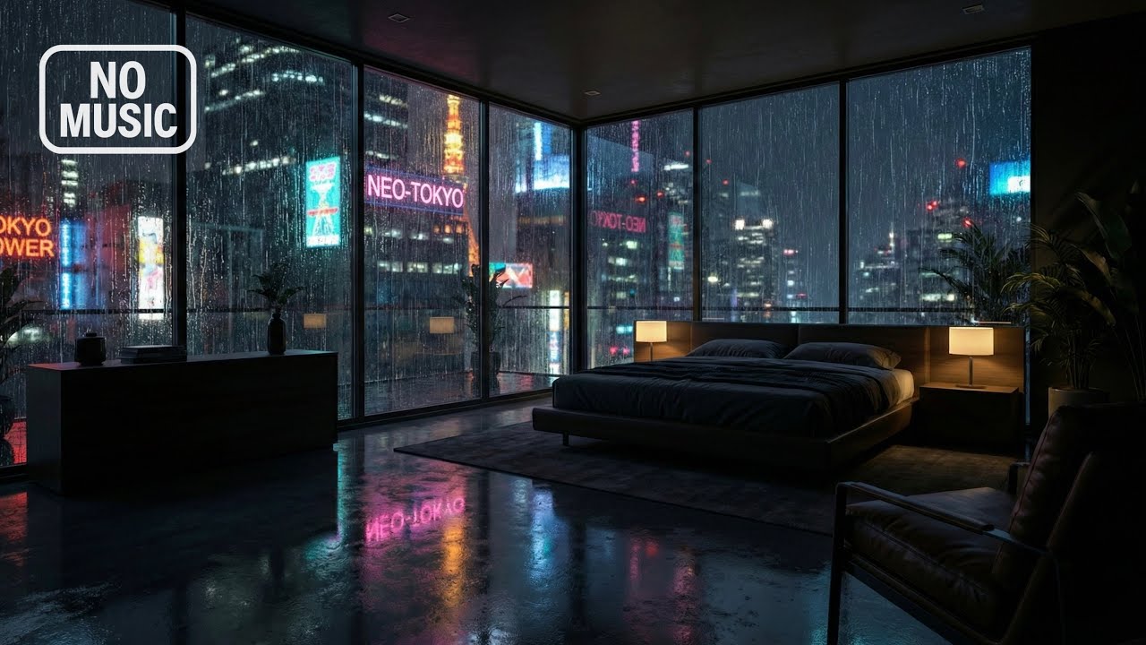 8 Hours Cozy Rain on Luxury Apartment Window in Tokyo (No Music) | Sleep Sounds | Relaxing Ambience