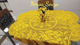 Centro ou Toalha de Mesa Charme em Crochê Filé -Video 01/10 #crochefile