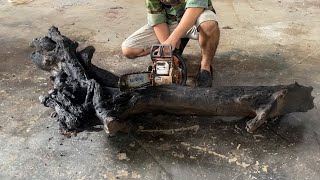 The Creativity Of A Carpenter When Using A Long-Forgotten Tree Trunk To Create An Impressive Table