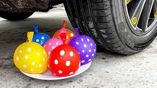 Experiment Chocolate Bars vs Car vs Colorful Water Balloons | Crushing Crunchy \& Soft Things by Car!