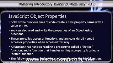 JavaScript Training Tutorial JavaScript Object Properties