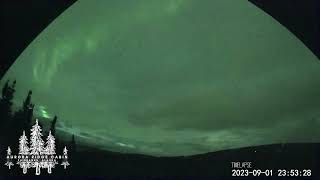 Aurora Borealis through the Clouds in Fairbanks, Alaska night of 9/1/2023