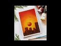 Watercolor painting tutorial - Sunset with cityscape  #sun #sunset #vibrant #cityscape