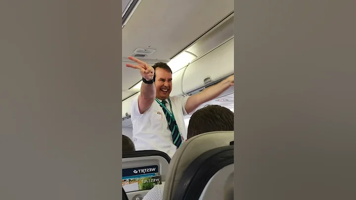 Flight attendant takes safety instructions to a new level 🤣 🙌 #shorts