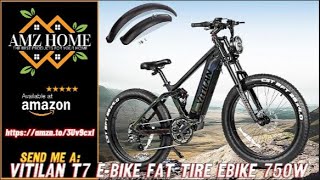Overview VITILAN T7 Electric Bike for Adults Fat Tire Ebike 750W BAFANG Motor 26 Inch, Amazon
