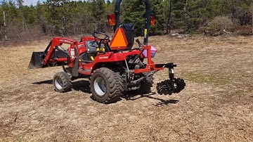 Groundhog max disc plow on a Sub-Compact Tractor
