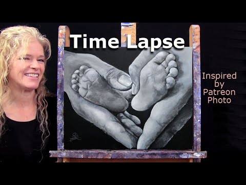 BABY FEET-Learn How to Draw and Paint with Acrylics-Easy Beginner Acrylic Canvas Painting Tutorial