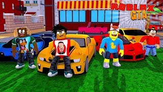 ROBLOX VEHICLE SIMULATOR - DONUT PLAYS GTA FOR THE FIRST TIME WITH ROPO AND STEALS HIS CAR!!