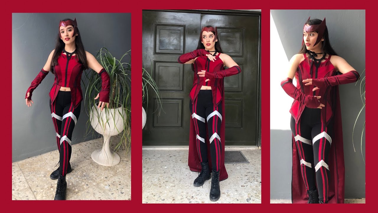 Wanda Maximoff - Disfraz de bruja escarlata, disfraz de Halloween para mujer (grande, estilo 2 Wanda Maximoff - Disfraz de bruja escarlata, disfraz de Halloween para mujer (grande, estilo 2