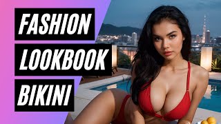 Beautiful Bikini Model In Uk Pool🇬🇧Ai Art Lookbook 4K Video Beauty Girl Bikini Model Fashion