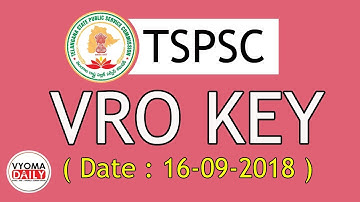TS VRO Answer Key. TSPSC VRO Exam Answer Key 16.09.2018 | vro latest answer key available
