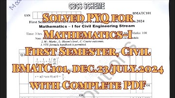 Mathematics-1 solved pyq, civil stream, bmatc101, dec.23/jan.24, 22 scheme, with complete pdf
