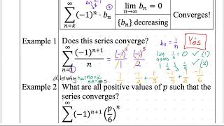 AP Calculus BC notes 4-3 Alternating Series Test