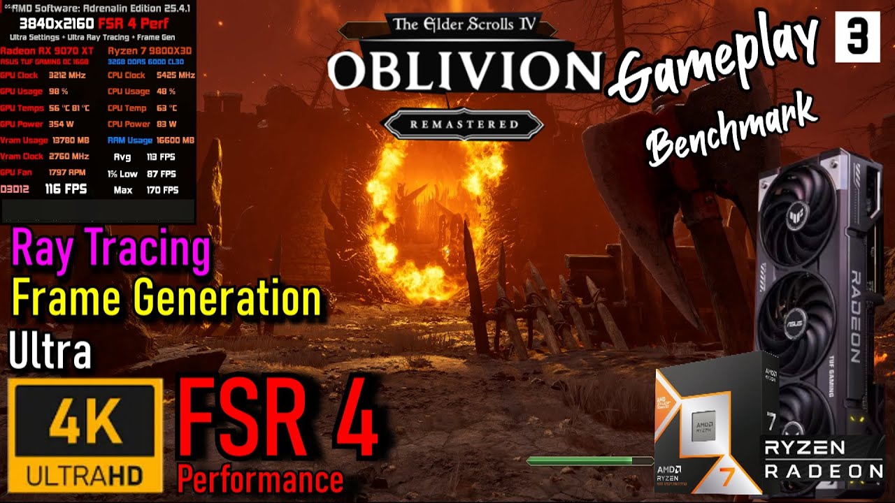 9070 XT 🖥️ 9800X3D 🎮 The Elder Scrolls IV Oblivion Remastered @ 4K FSR ...