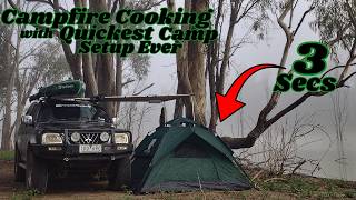 Campfire Cooking with Quickest Camp Set Up Ever! Overnight Camping and Camp Cooking