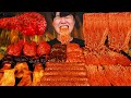 Asmr mukbang  nouilles pices poulet frit champignon enoki saucisse le son de manger coren 