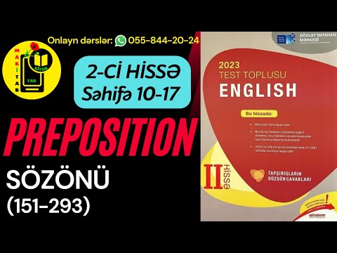 DİM YENİ 2-Cİ HİSSƏ TEST TOPLUSU 2023 İNGİLİS DİLİ | PREPOSITION | SÖZÖNÜ | 151-293