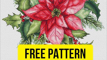 🌺 Poinsettia - Free Cross Stitch Pattern Flowers Download Nature Embroidery Designs