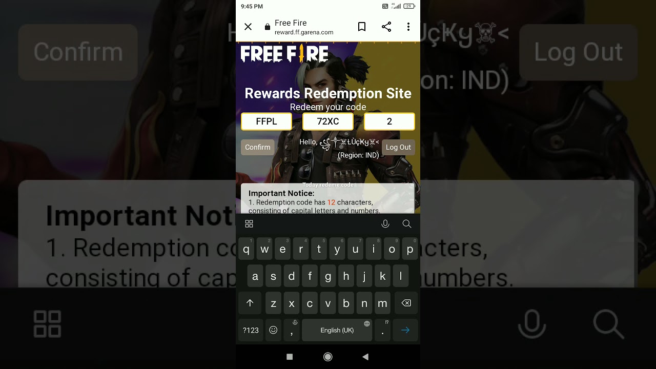 Today redeem code Grand final
