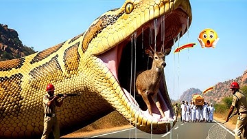 Brave heroes save helpless DEER from terrible attack of GIANT PYTHON