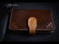 Кожаный кошелек (бумажник) ручной работы с тиснением, leather wallet, embossing on leather, handmade