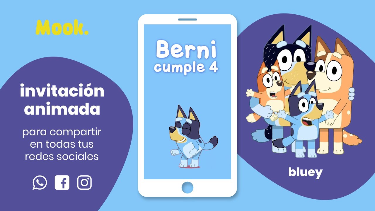 Tarjetas Invitacion Cumpleaños Bluey