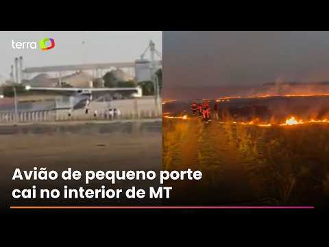 Avião de pequeno porte cai em fazenda e deixa dois mortos em MT