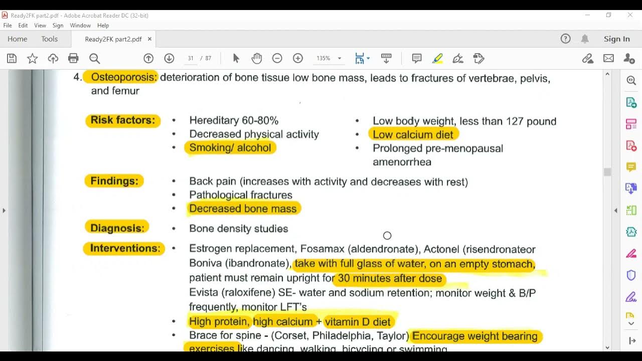 Osteoarthritis Osteoporosis Rheumatic arthritis NCLEX Review Nursing
