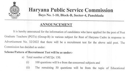 hpsc pgt official syllabus & exam pattern announced, negative marking, haryana gk, interview