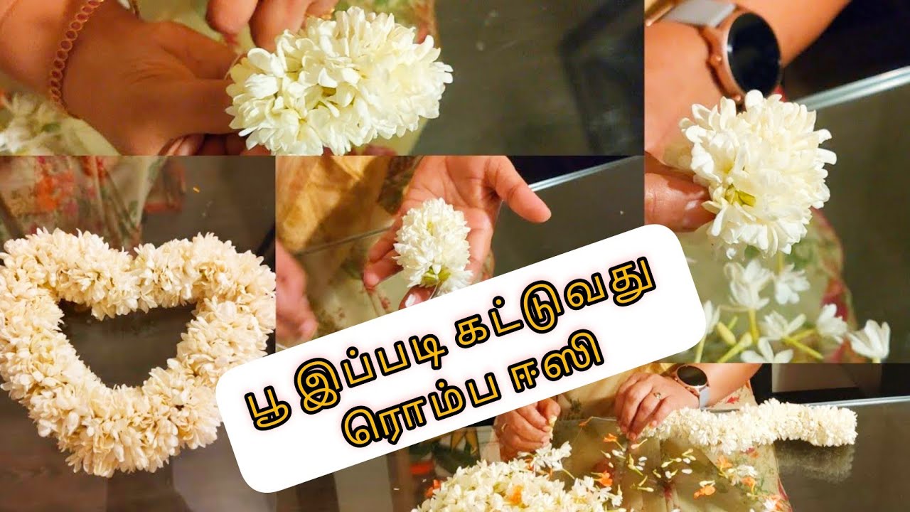 how to string Jasmine Flower Easy Rotating Method Mullai Poo
