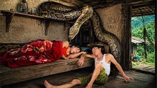 72 Hours of Terror: Giant Python Invades Bamboo House, Trapping Father and Sleeping Girl!