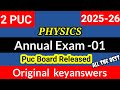 2nd PUC physics keyanswers annual exam 1 2026 important questions for annual exam question 