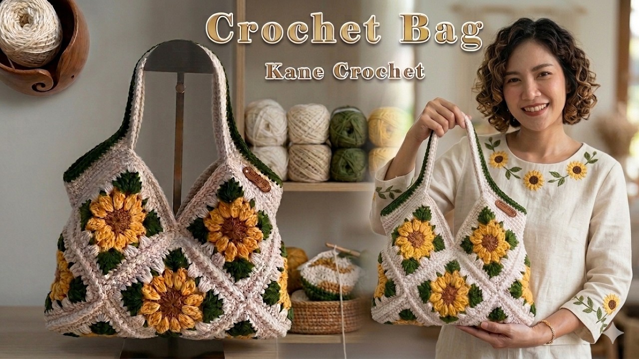 CROCHET BAG 🌻 Granny Square Crochet Bag - Sunflower 🌻 Handbag