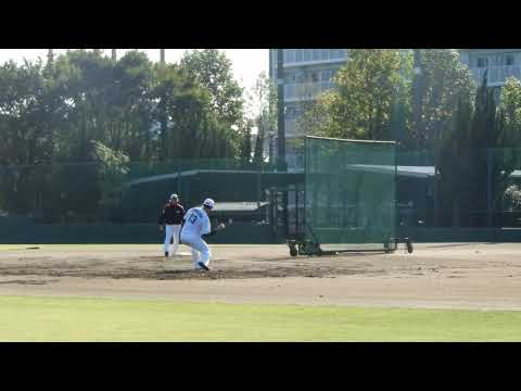 19.10.30　大河-茶谷ノック（ゲッツーシフト）千葉ロッテ二軍秋季練習