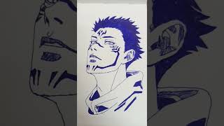 Sketch of sukuna only with pen😊😊