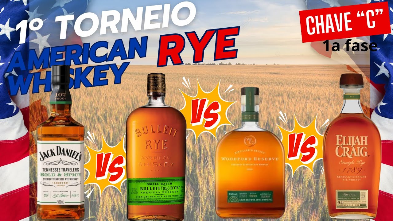 Torneio RYE whiskey: Jack Daniel's Bold VS Woodford Reserve VS Bulleit VS Elijah Craig