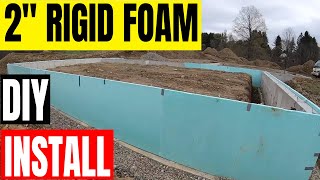 Installing rigid foam on concrete walls & back filling Tri-County  Excavating 'Dirt Boss'