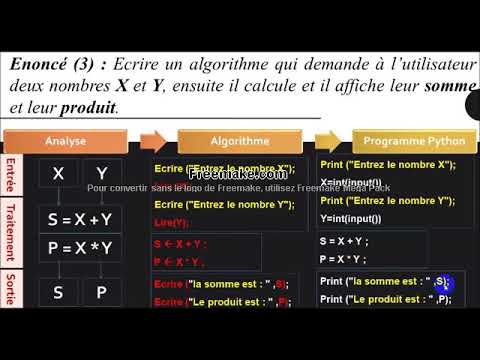 Introduction   Écrire un premier algorithme et le traduire en langage Python