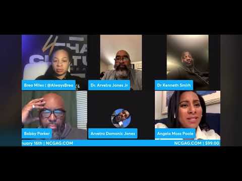 Angela Moss Poole speaking with Bishop Dr. Arvetra Jones and guests about NCGAG 2022 conference