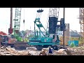 Excavators and Concrete Pile Drills Work at the Construction Site - Engine - Heavy Machinery #221