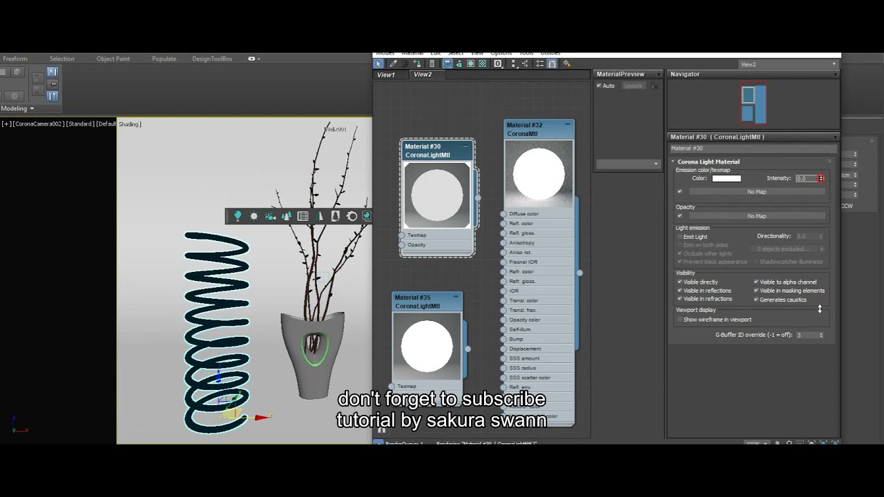 3ds max corona render light mtl and sel illumination and mask - YouTube