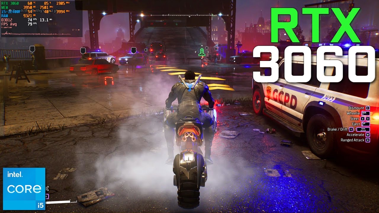 Gotham knights rtx 3060 i5 12400f 1080p ultra settings dlss