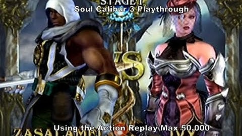 Soul Calibur 3 Zasalamel Playthrough using the Action Replay Max 50,000 cheat codes for Ps2 :D #Ps2